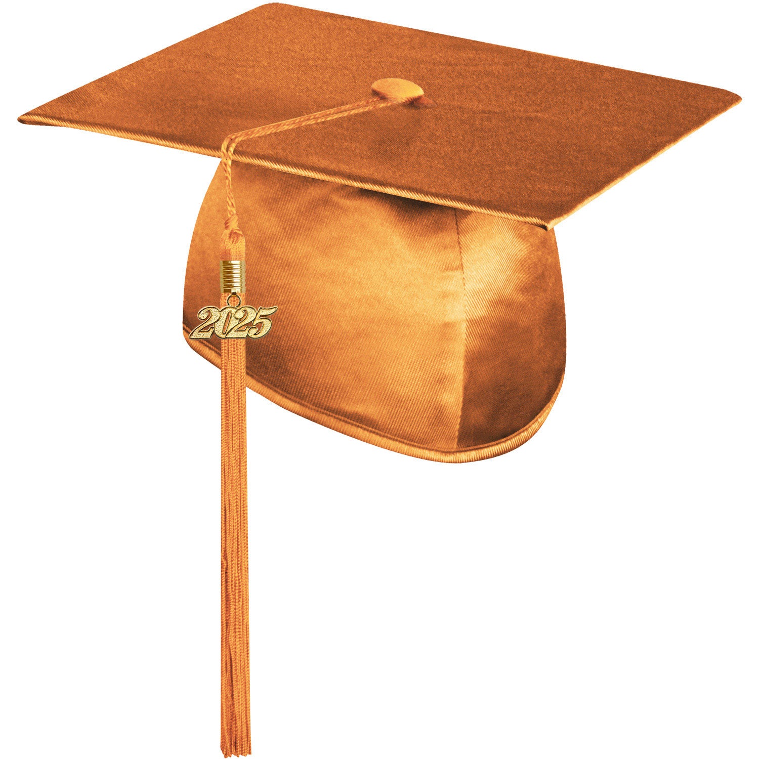 Shiny Orange Graduation Cap with Tassel|High School Shiny Orange Graduation Cap with Tassel|High School