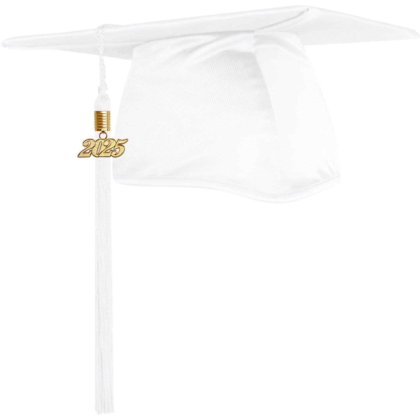 Shiny White Elementary Graduation Cap with Tassel