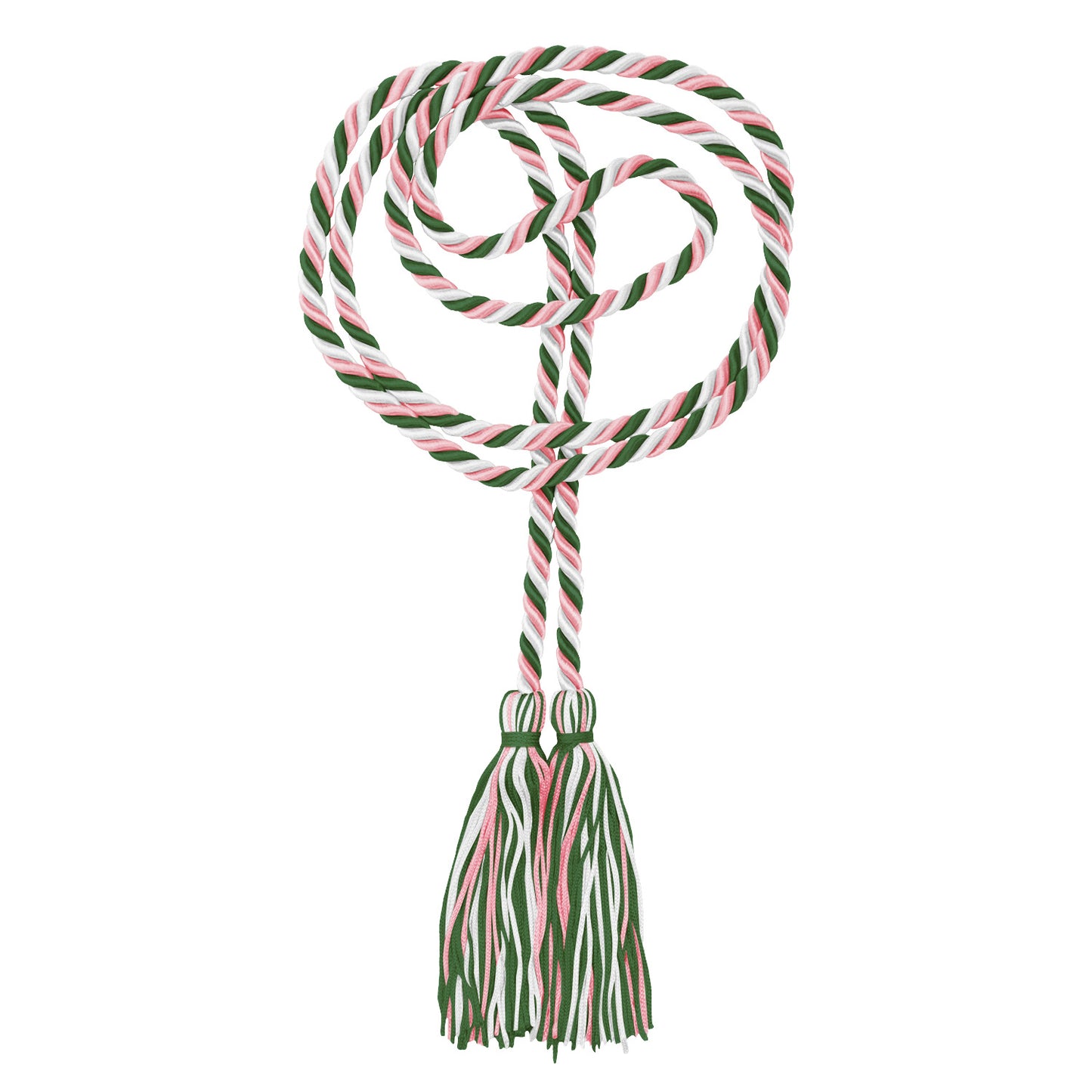 Single Honor Cord Three-Color Kelly Green/Pink/White