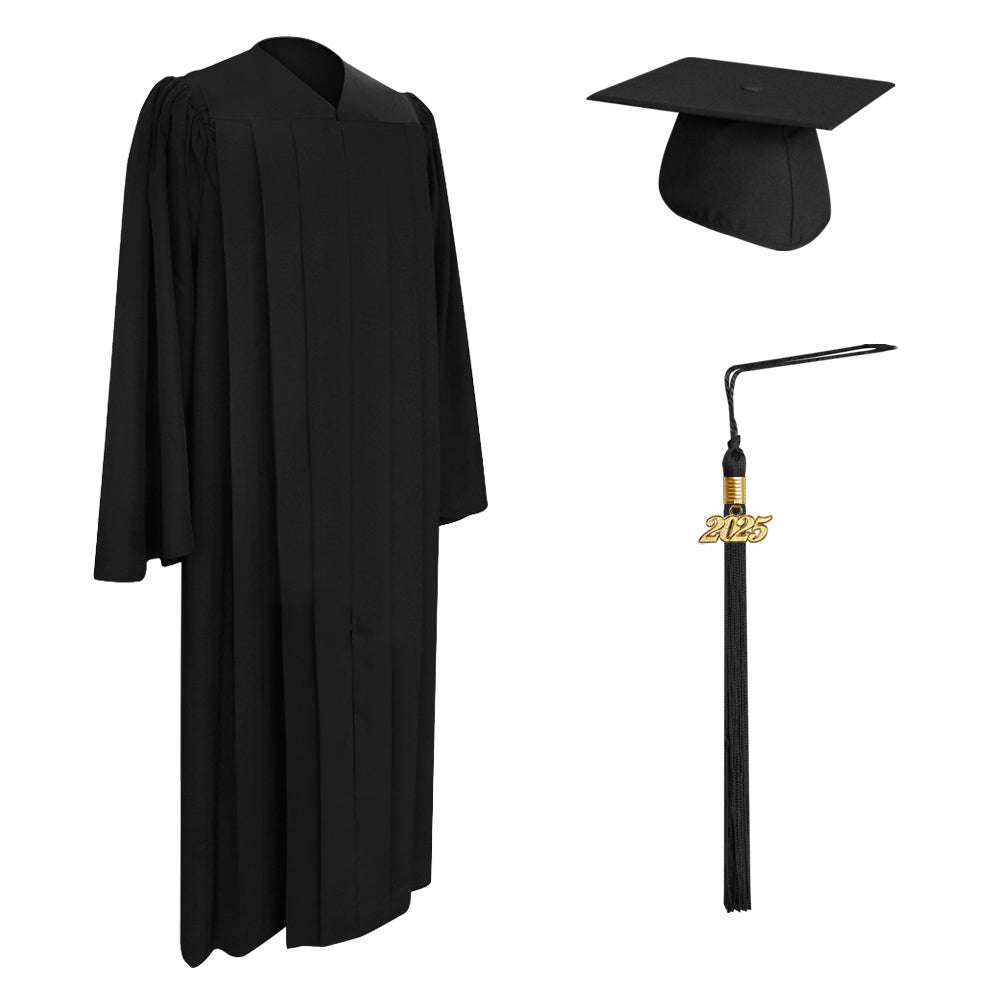 Deluxe Black Bachelor Graduation Cap, Gown & Tassel