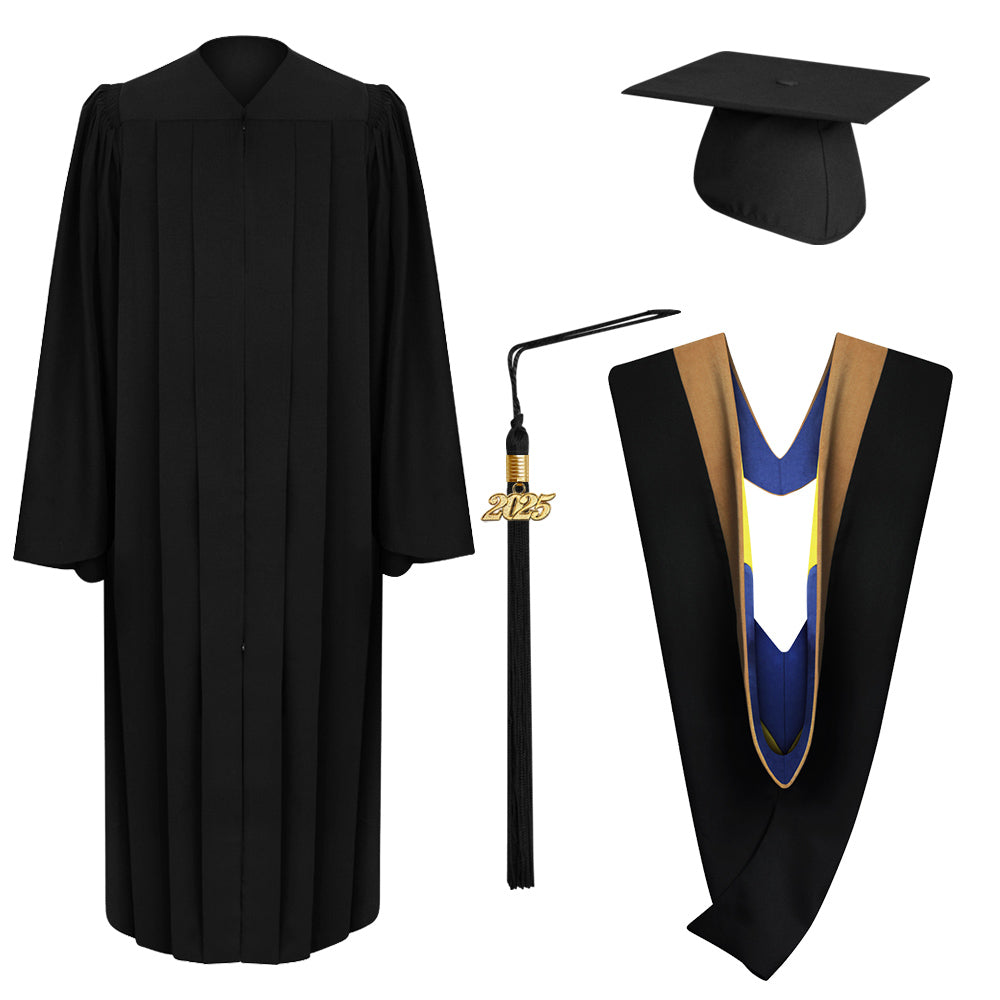 Deluxe Black Bachelor Graduation Cap, Gown, Tassel & Hood