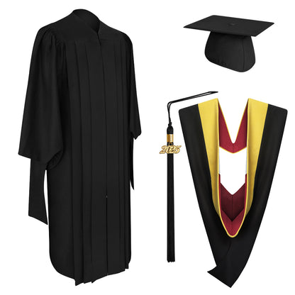 Deluxe Master Graduation Cap, Gown, Tassel & Hood