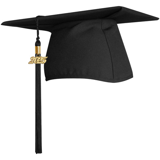 Matte Black Faculty Staff Graduation Cap With Tassel