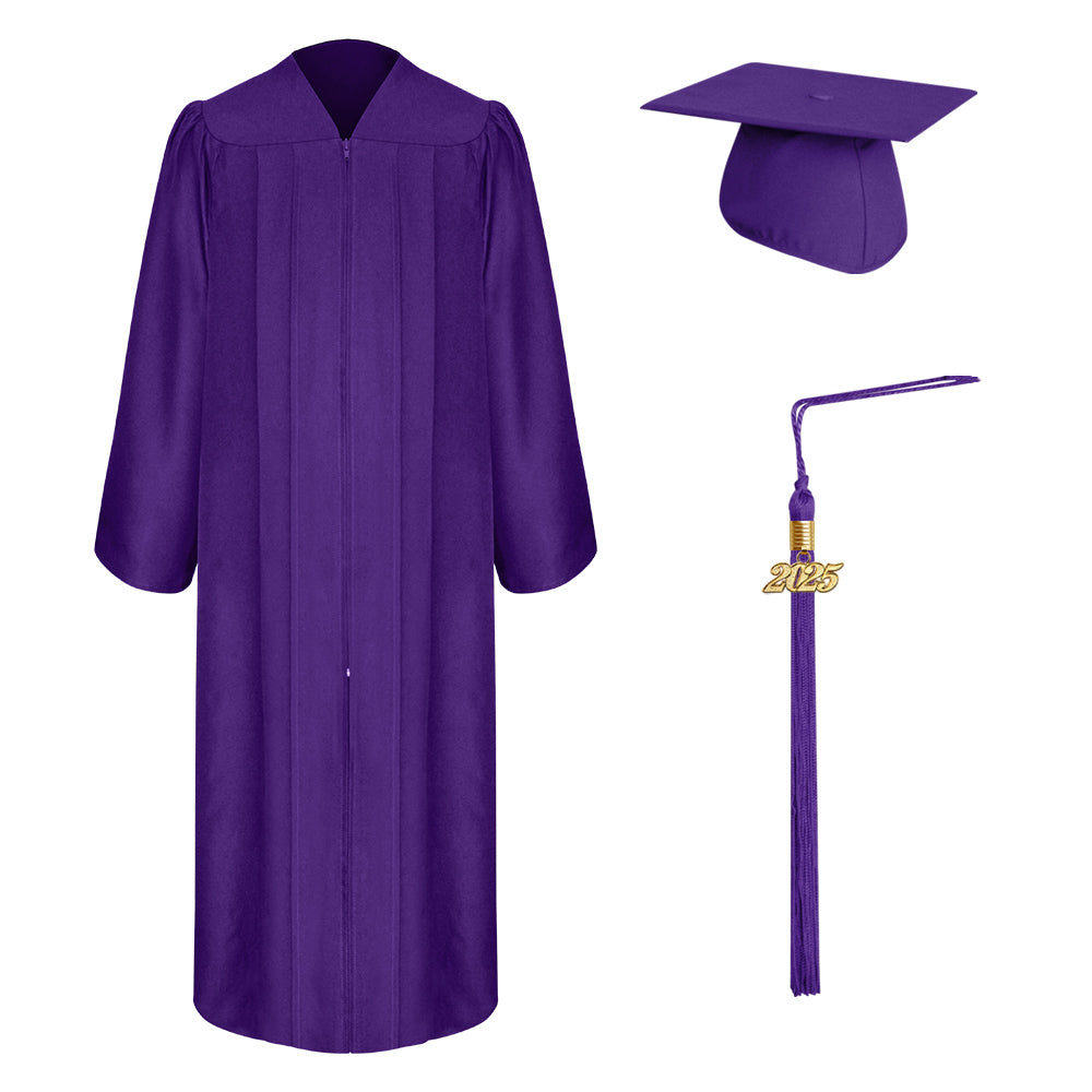 Matte Purple Elementary Graduation Cap, Gown & Tassel