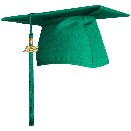 Matte Emerald Green Elementary Graduation Cap with Tassel