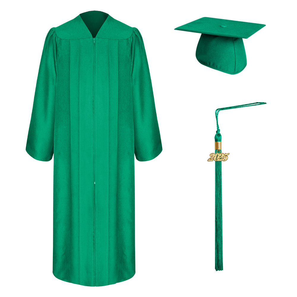 Matte Emerald Green Faculty Staff Graduation Cap, Gown & Tassel