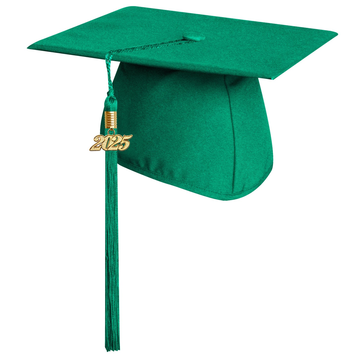 Matte Emerald Green High School Graduation Cap with Tassel