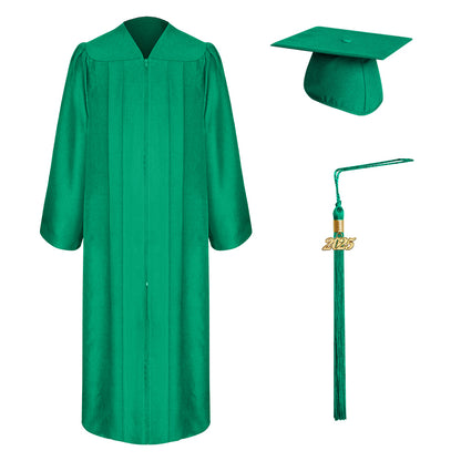 Matte Emerald Green Elementary School Graduation Cap, Gown & Tassel