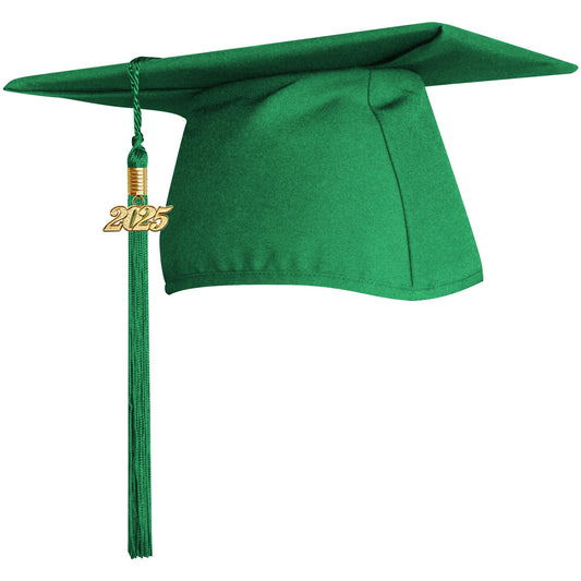 Matte Green Technical and Vocational Graduation Cap with Tassel