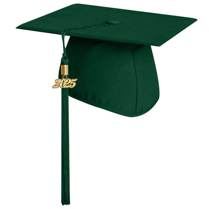 Matte Hunter Green High School Graduation Cap with Tassel