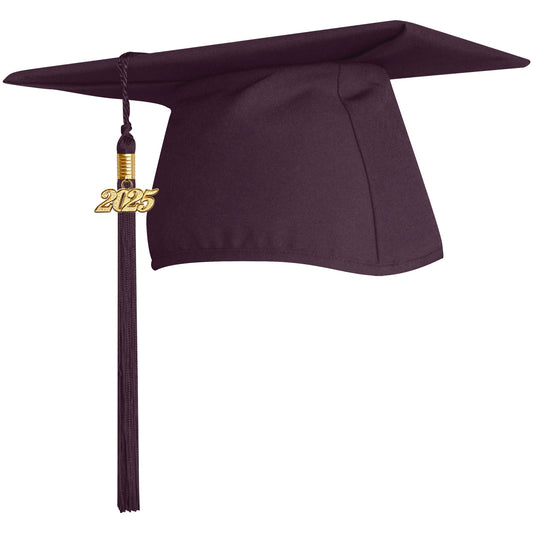 Matte Maroon Technical and Vocational Graduation Cap with Tassel