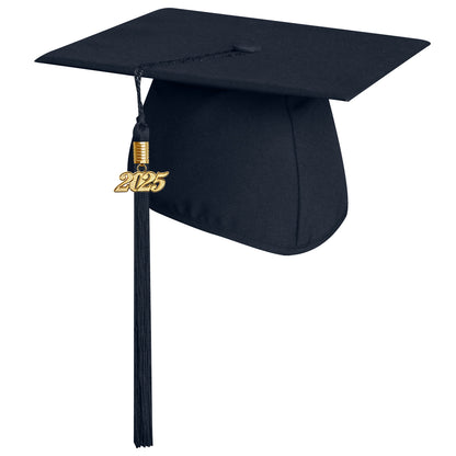 Matte Navy Blue High School Graduation Cap with Tassel