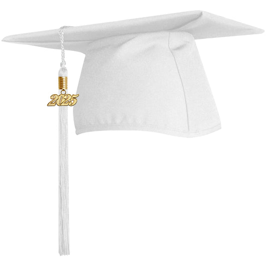 Matte White Elementary Graduation Cap with Tassel