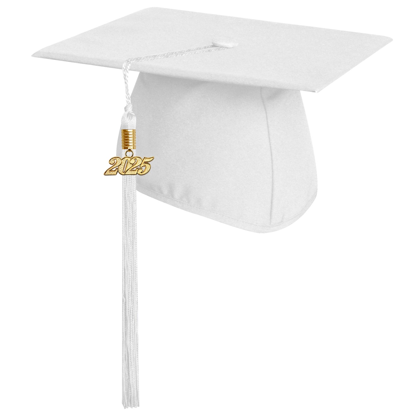 Matte White College and University Graduation Cap with Tassel