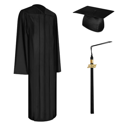 Shiny Black Bachelor Graduation Cap, Gown & Tassel