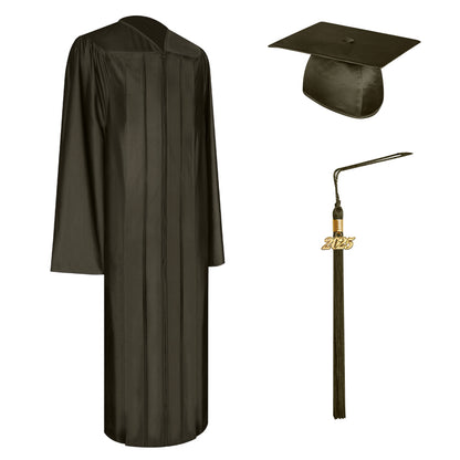 Shiny Brown Elementary Graduation Cap, Gown & Tassel