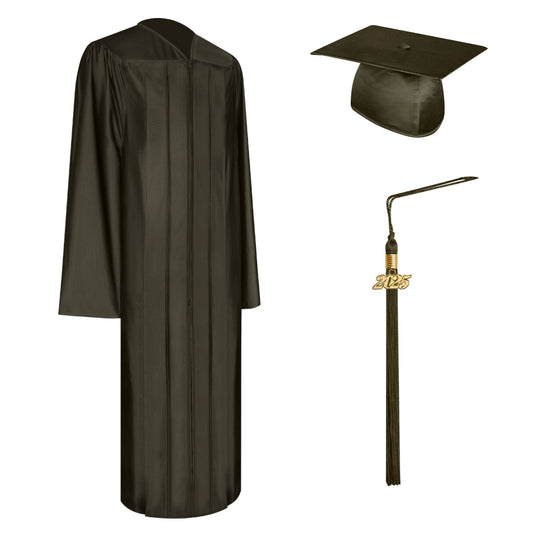 Shiny Brown Technical and Vocational Graduation Cap, Gown & Tassel