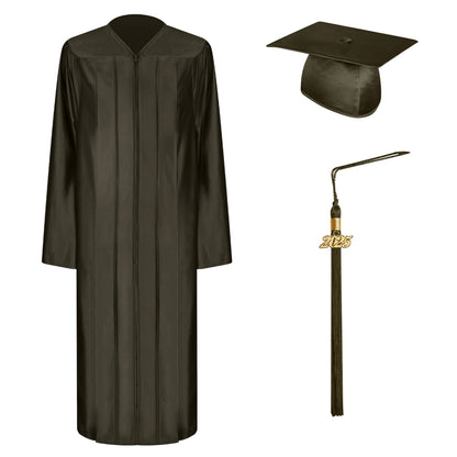 Shiny Brown Technical and Vocational Graduation Cap, Gown & Tassel