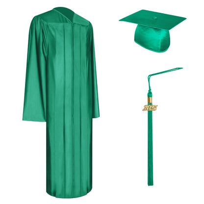 Shiny Emerald Green Faculty Staff Graduation Cap, Gown & Tassel