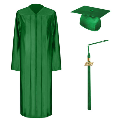 Shiny Green Faculty Staff Graduation Cap, Gown & Tassel