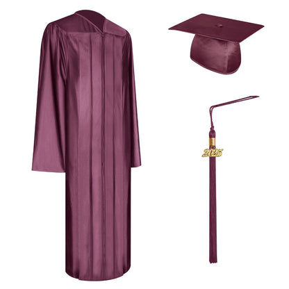 Shiny Maroon Bachelor Graduation Cap, Gown & Tassel