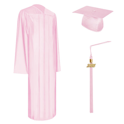 Shiny Pink Bachelor Graduation Cap, Gown & Tassel