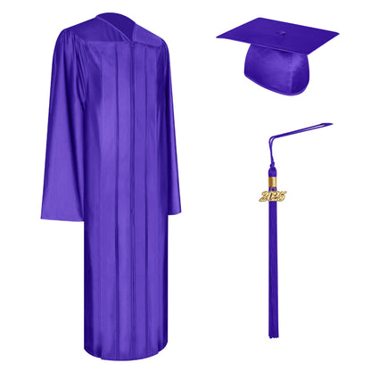 Shiny Purple Bachelor Graduation Cap, Gown & Tassel