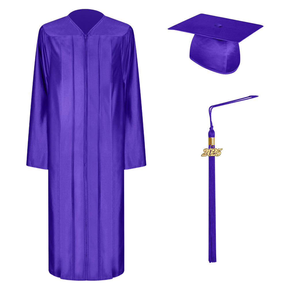 Shiny Purple Bachelor Graduation Cap, Gown & Tassel