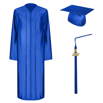 Shiny Royal Blue Bachelor Graduation Cap, Gown & Tassel