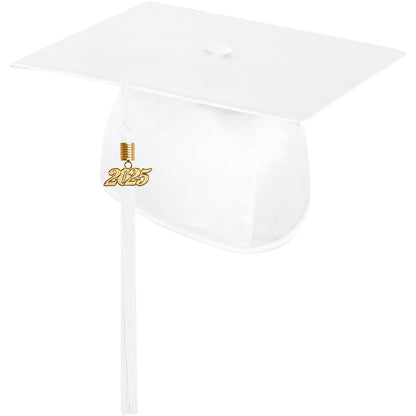 Shiny White Technical and Vocational Graduation Cap with Tassel