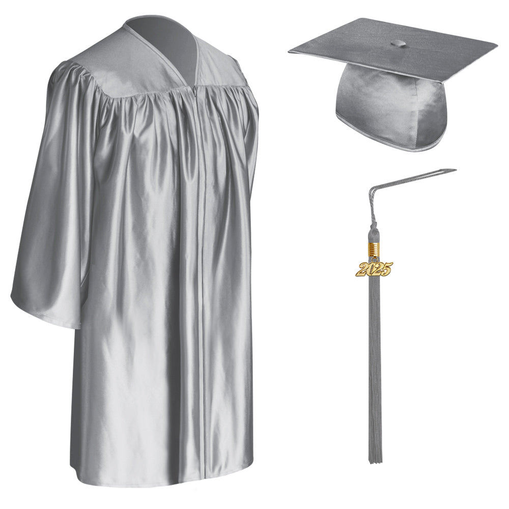 Silver Child Graduation Cap, Gown & Tassel