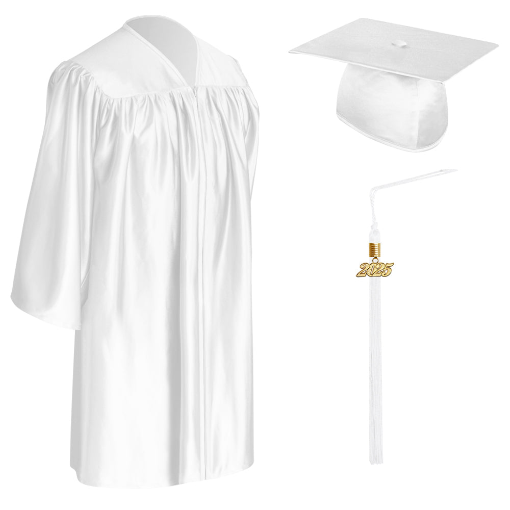 White Child Graduation Cap, Gown & Tassel