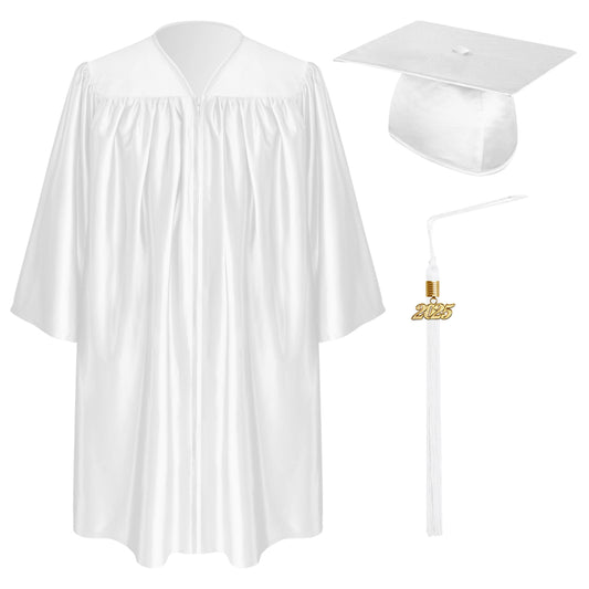 White Child Graduation Cap, Gown & Tassel