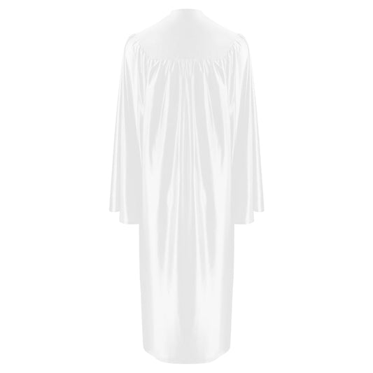 Shiny White Bachelor Graduation Gown