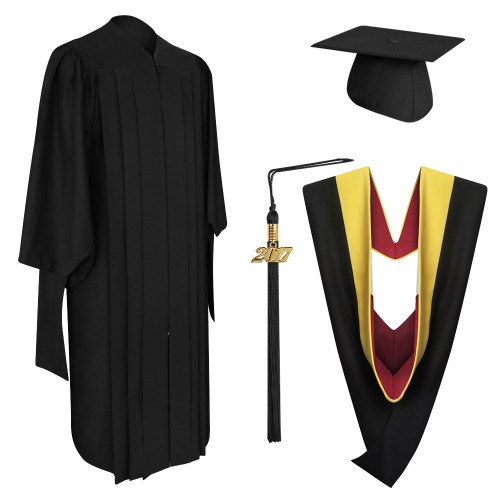 Deluxe Master Graduation Cap, Gown, Tassel & Hood
