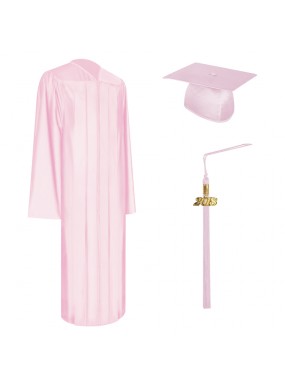 Shiny Pink High School Graduation Cap, Gown & Tassel