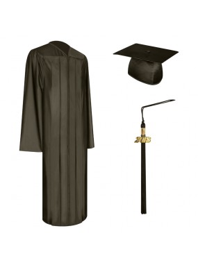 Shiny Brown High School Graduation Cap, Gown & Tassel