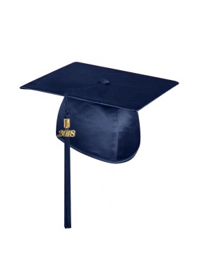 Shiny Navy Blue Technical and Vocational Graduation Cap with Tassel 