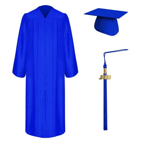 Matte Royal Blue Graduation Cap, Gown & Tassel Set|High School