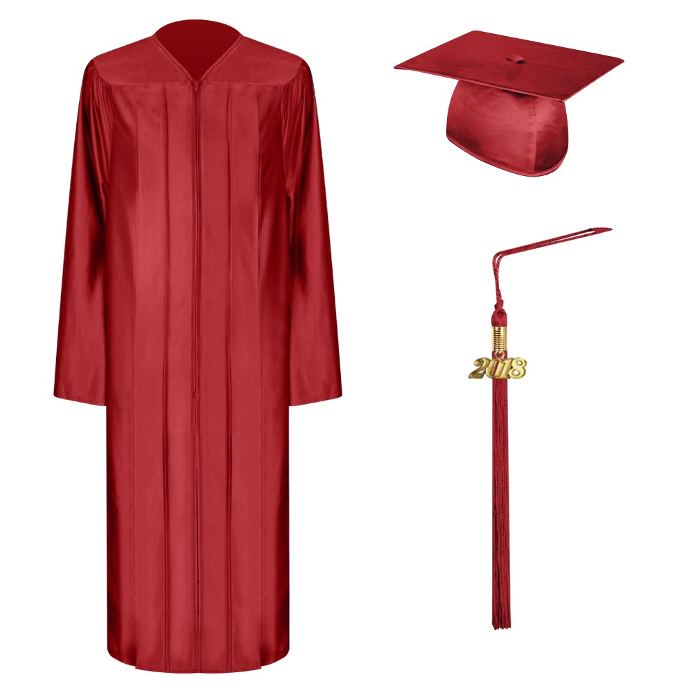Shiny Red Graduation Cap, Gown & Tassel Set|Vocational