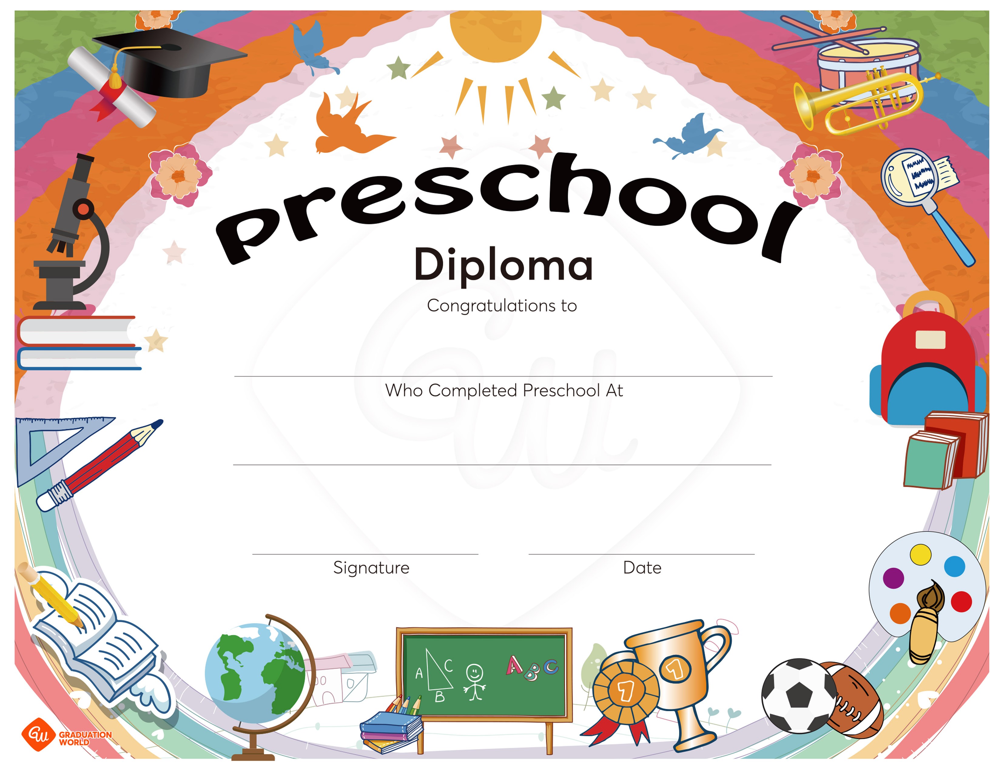 Preschool Diploma | Preschool Graduation Certificate